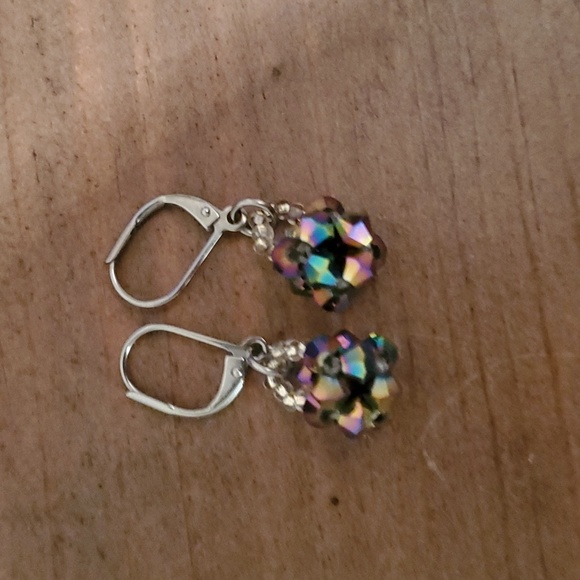 Swarovski Crystal Beads Dangle Midnight Earings - Picture 2 of 4